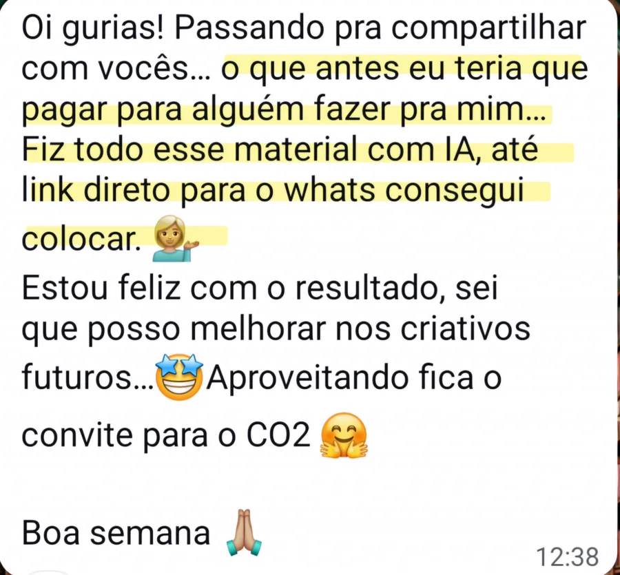 Depoimento de aluna: Material feito com IA, sem pagar alguém para fazer