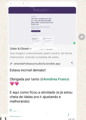 Depoimento de aluna: Site criado com Lovable